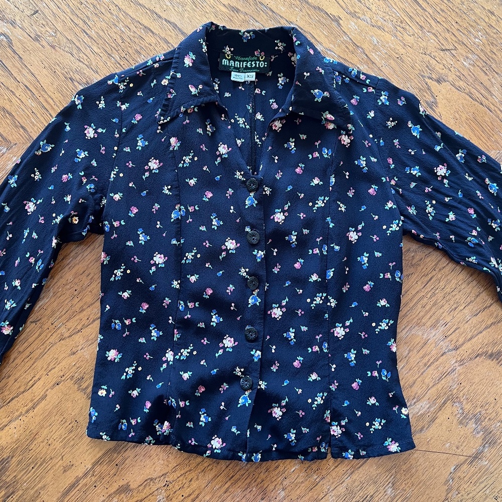 Vintage 1960s Bonafide Manifesto San Francisco Button-up Blouse